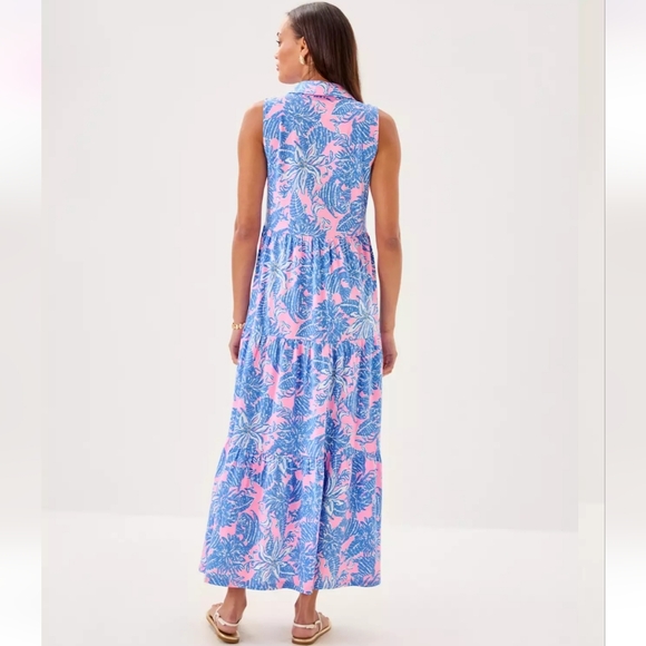 NWT Lilly Pulitzer Riegan Maxi Dress Conch Shell Pink Up Scale SIZE MEDIUM - Picture 2 of 11